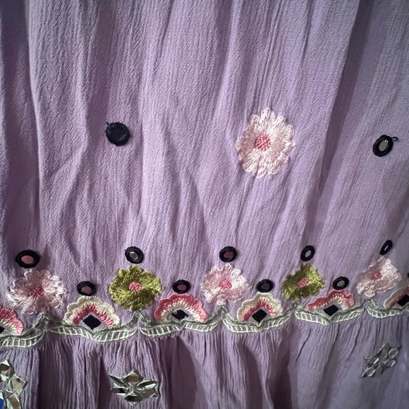 Monsoon Mini Kaftan Embroidered Size XL Lilac Dress - Picture 8 of 9
